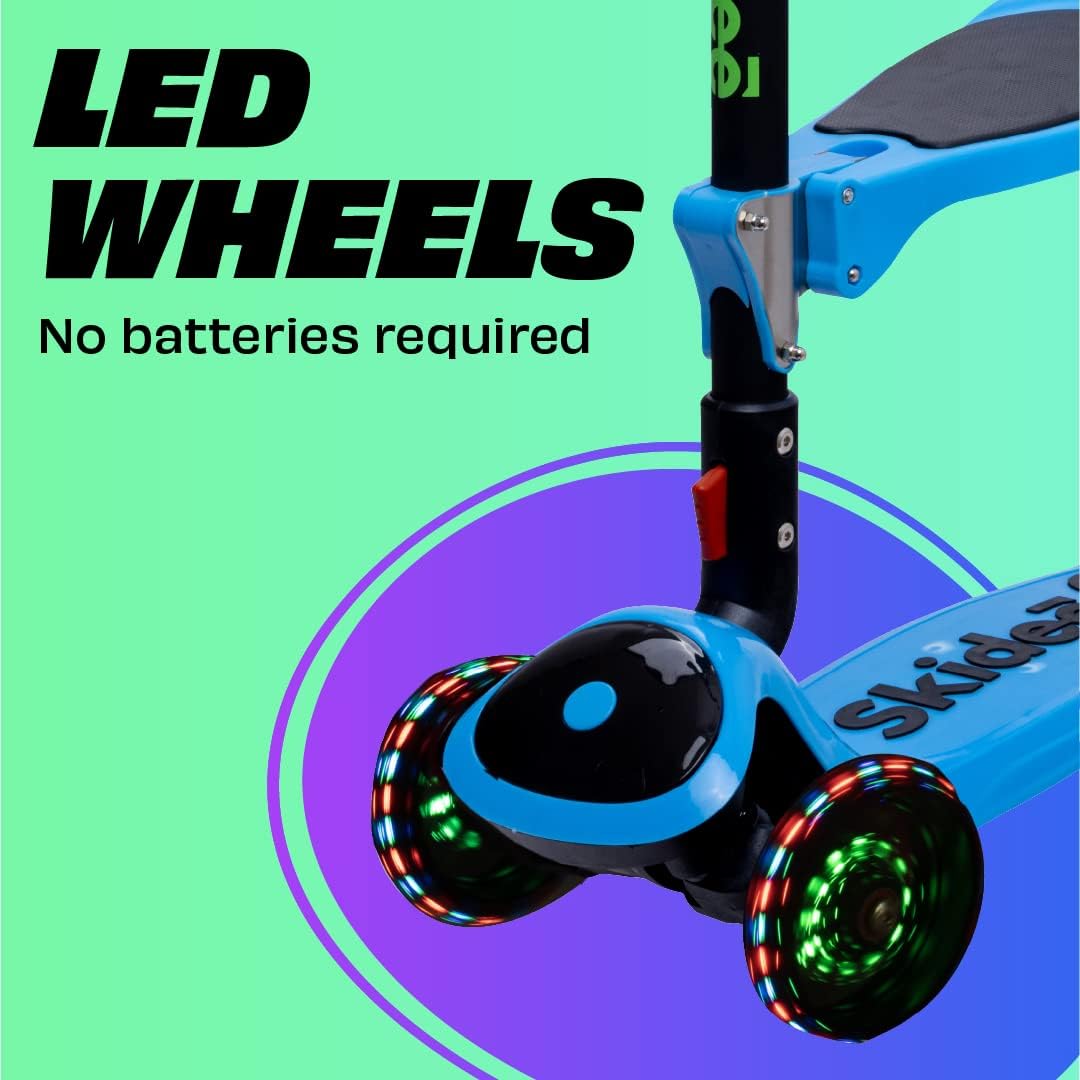 SKIDEE Kids 3-Wheel Scooter, Foldable, Adjustable, LED Light Wheels
