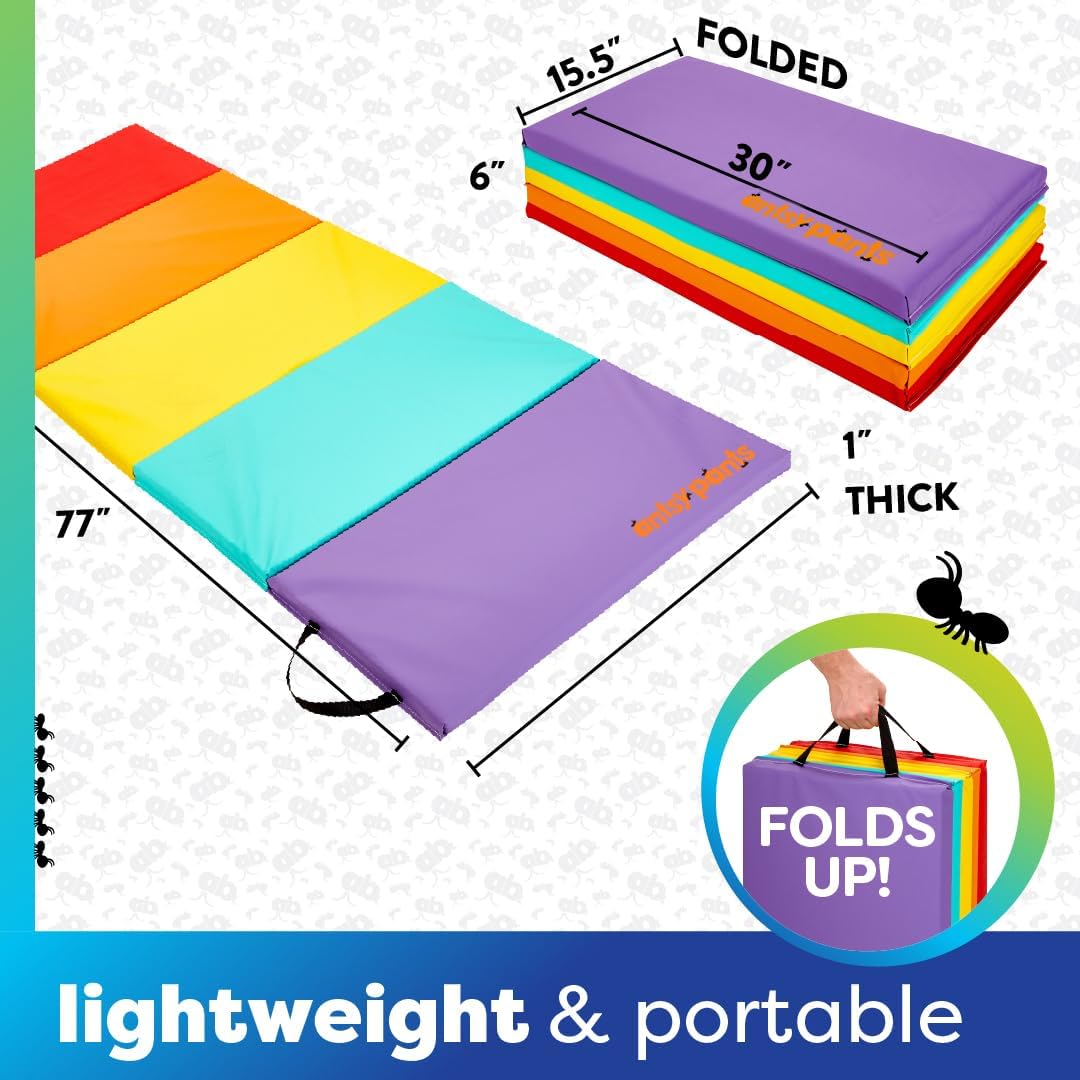 Antsy Pants Tumbling Mat for Kids, Foldable Padded Gymnastics Mat