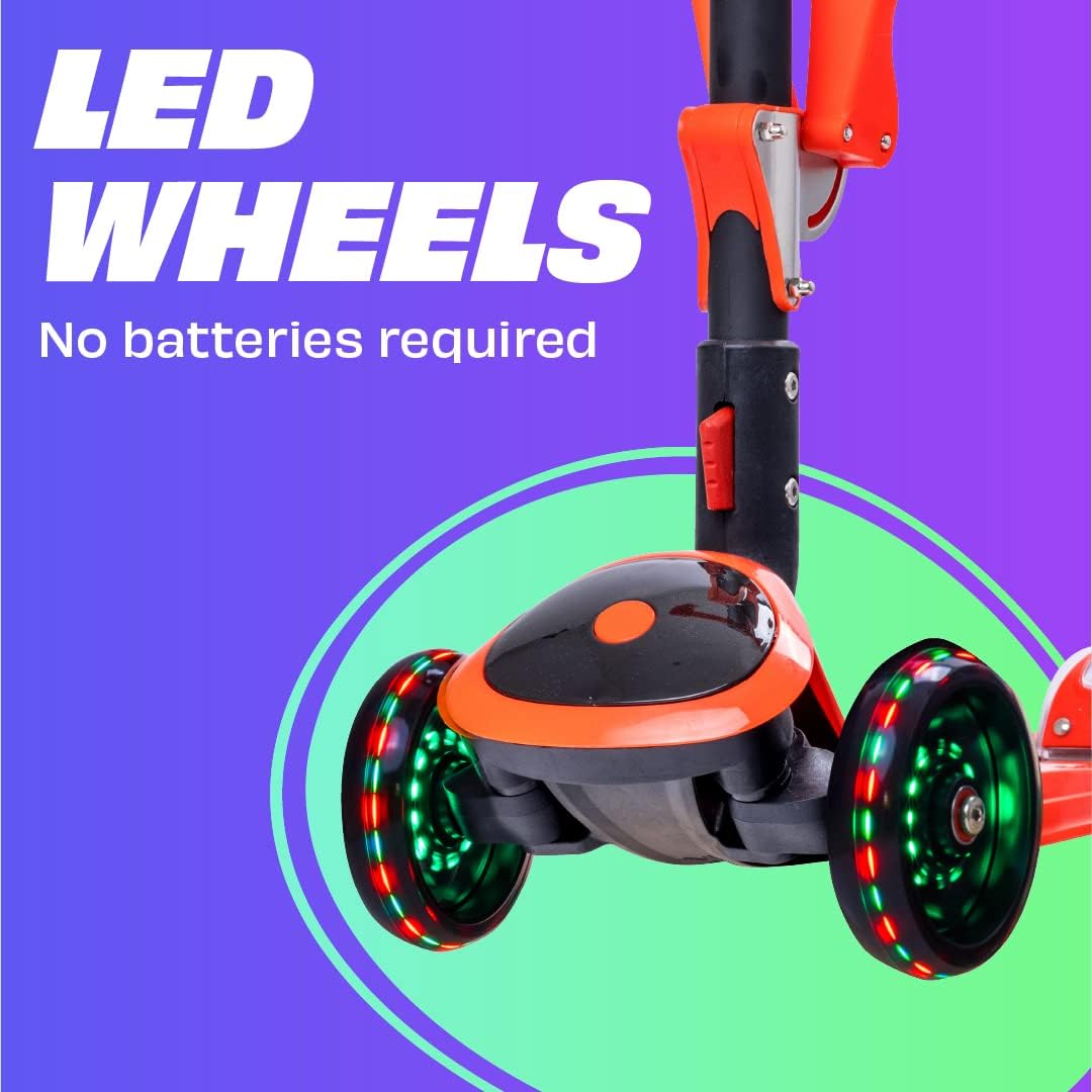 SKIDEE Kids 3-Wheel Scooter, Foldable, Adjustable, LED Light Wheels