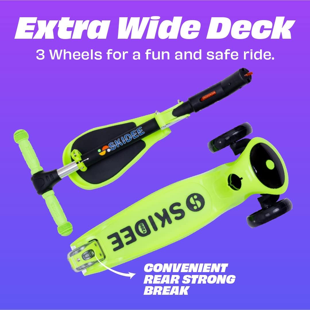 SKIDEE Kids 3-Wheel Scooter, Foldable, Adjustable, LED Light Wheels