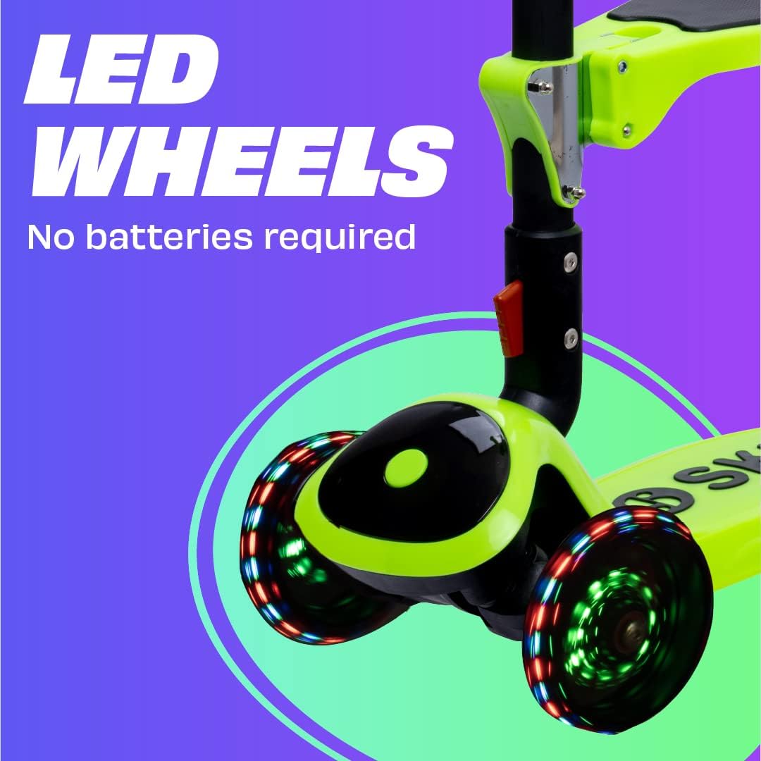 SKIDEE Kids 3-Wheel Scooter, Foldable, Adjustable, LED Light Wheels