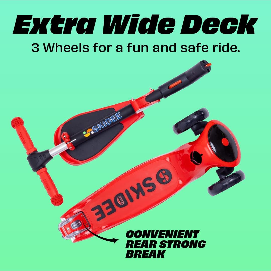 SKIDEE Kids 3-Wheel Scooter, Foldable, Adjustable, LED Light Wheels