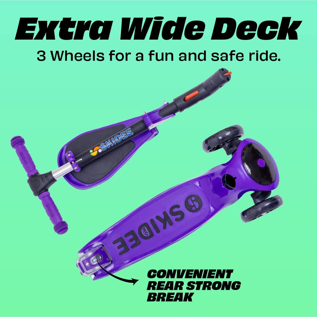 SKIDEE Kids 3-Wheel Scooter, Foldable, Adjustable, LED Light Wheels