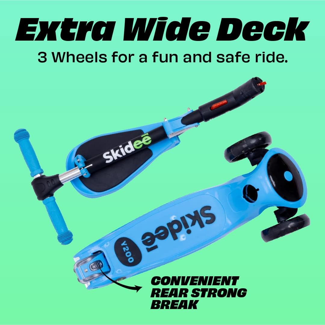 SKIDEE Kids 3-Wheel Scooter, Foldable, Adjustable, LED Light Wheels