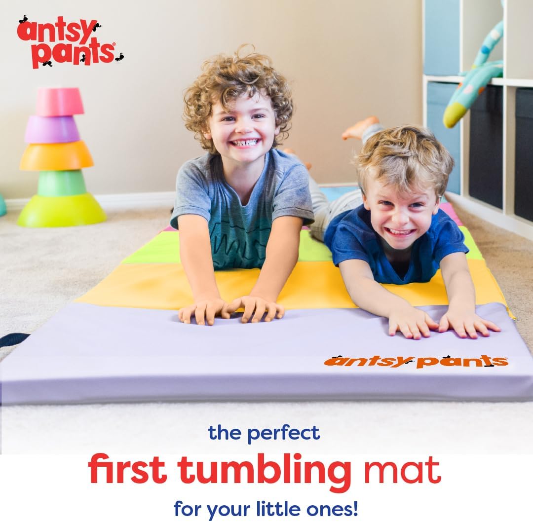 Antsy Pants Tumbling Mat for Kids, Foldable Padded Gymnastics Mat