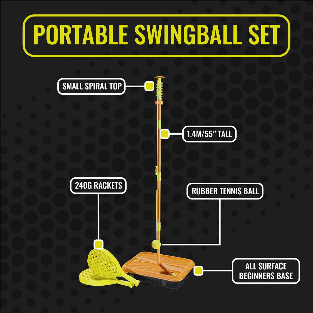 Swingball All Surface Tetherball Tennis Set, Portable Outdoor Game, Paddles & Ball