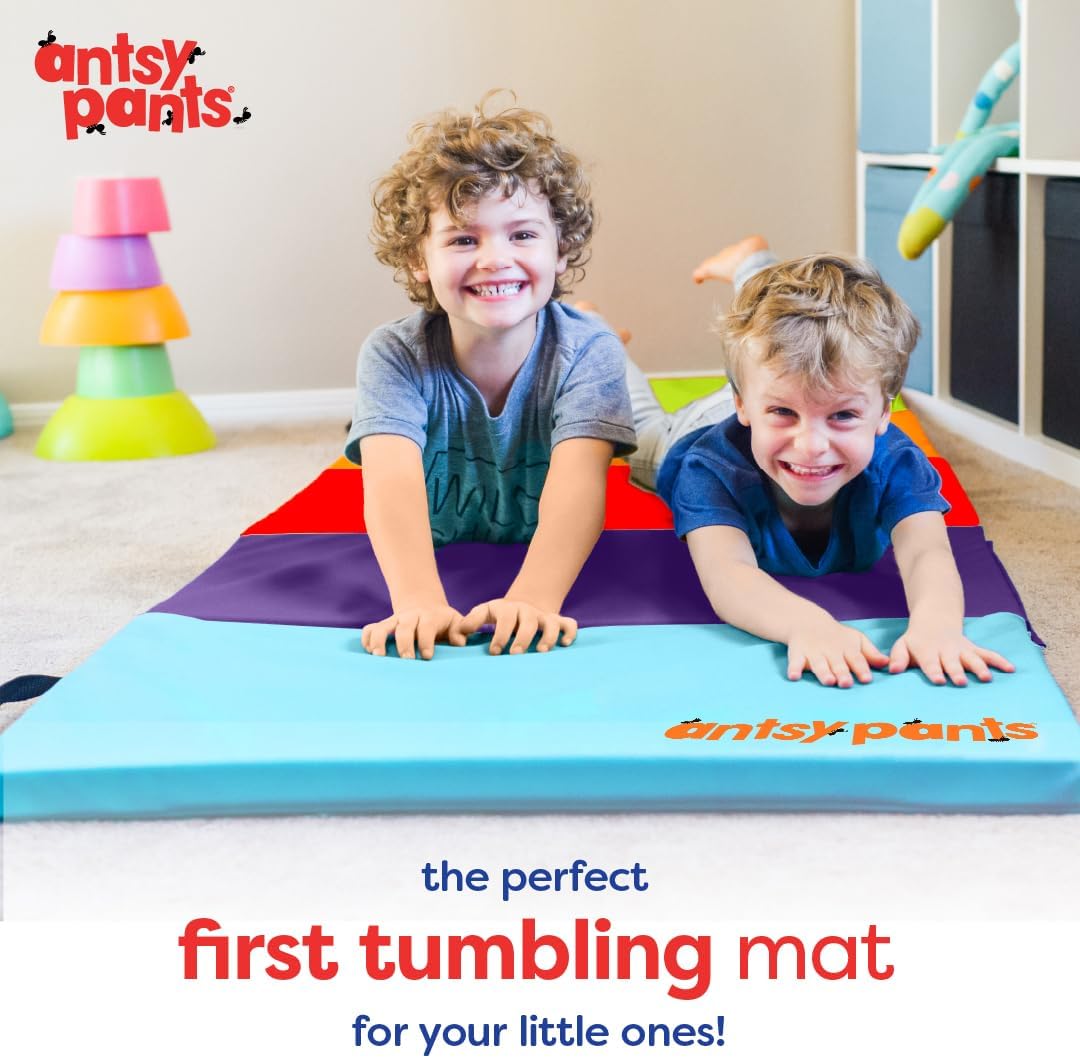 Antsy Pants Tumbling Mat for Kids, Foldable Padded Gymnastics Mat