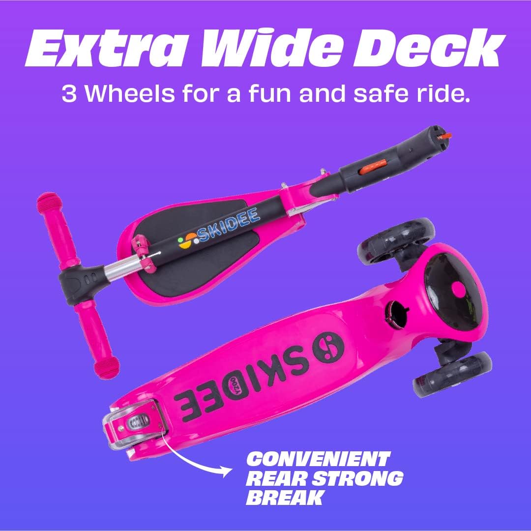 SKIDEE Kids 3-Wheel Scooter, Foldable, Adjustable, LED Light Wheels