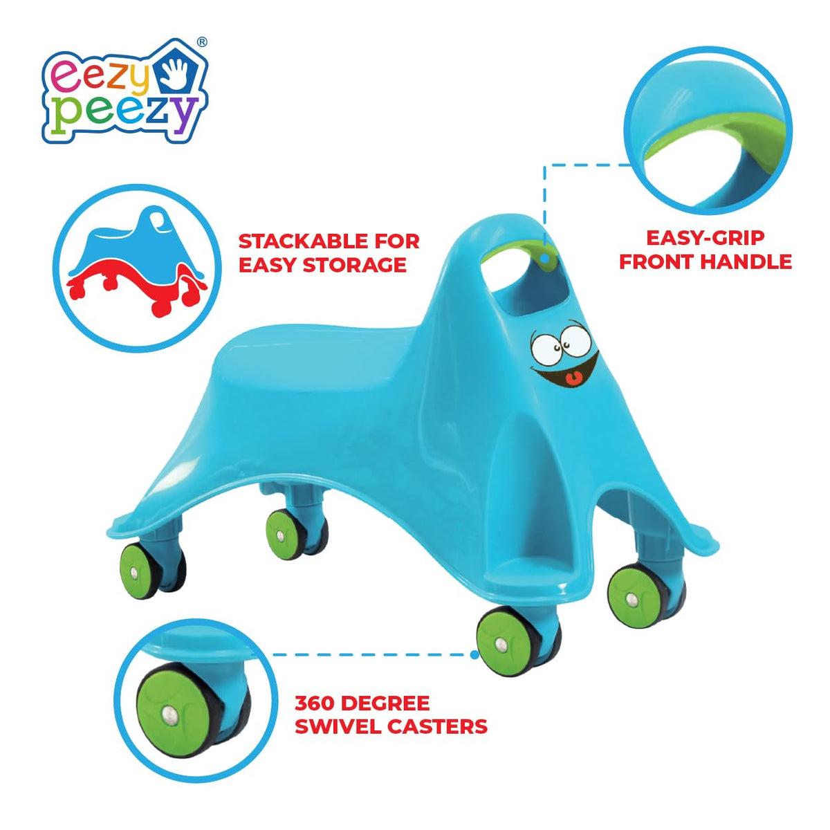 Eezy Peezy Googly Whirlee Baby Walker Ride-On Toy, Ages 1-3, 2 Pack