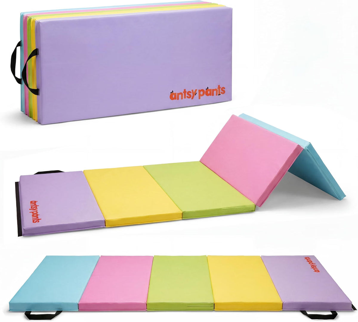 Antsy Pants Tumbling Mat for Kids, Foldable Padded Gymnastics Mat
