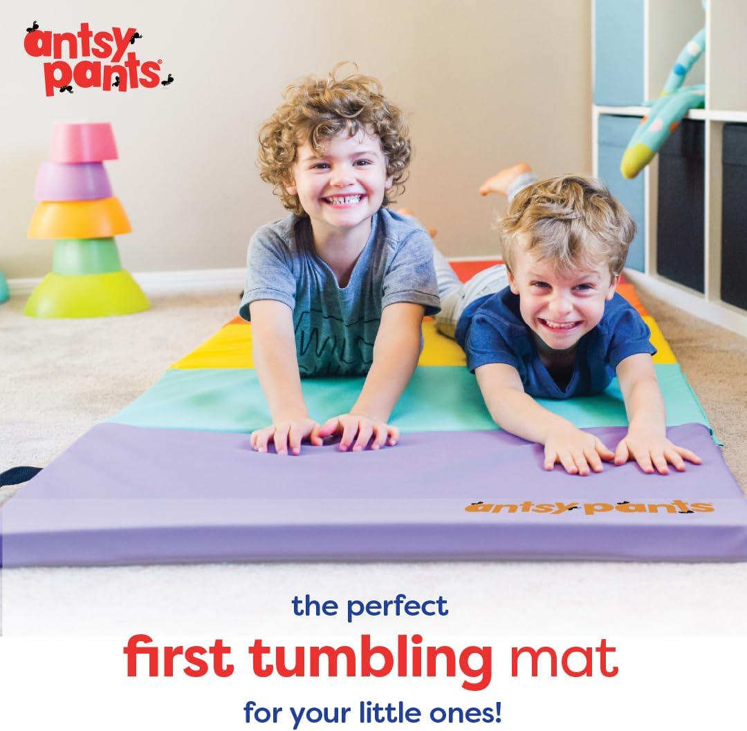 Antsy Pants Tumbling Mat for Kids, Foldable Padded Gymnastics Mat