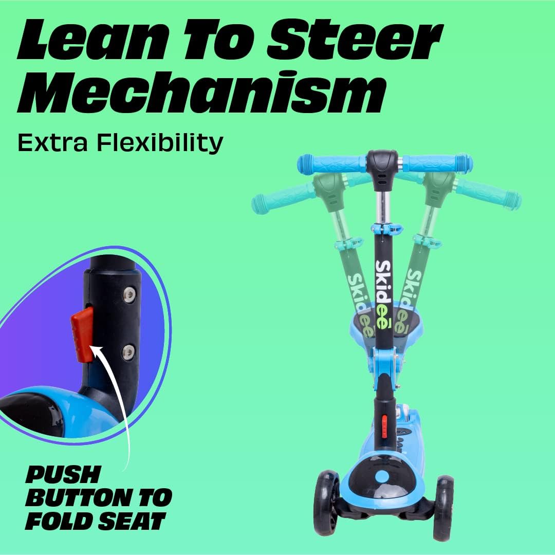 SKIDEE Kids 3-Wheel Scooter, Foldable, Adjustable, LED Light Wheels