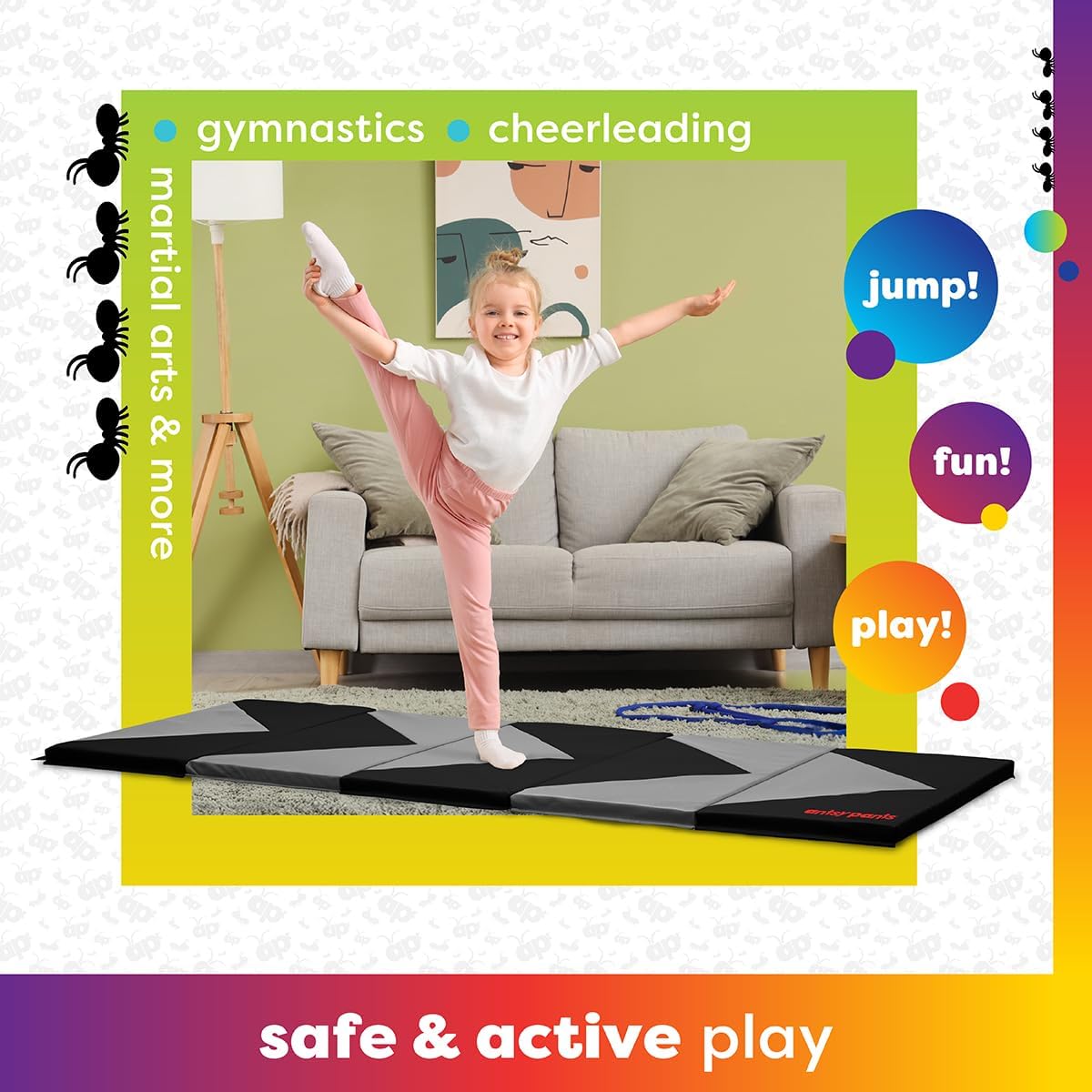 Antsy Pants Tumbling Mat for Kids - 5-Fold Gymnastics Mat, Easy to Clean, Sturdy, Foldable Tumbling Mats
