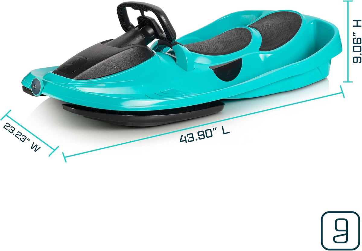 Gizmo Riders Snow Sled for Kids & Adults, Steering Wheel, Anti-Slip Seat, Brake, 260lb
