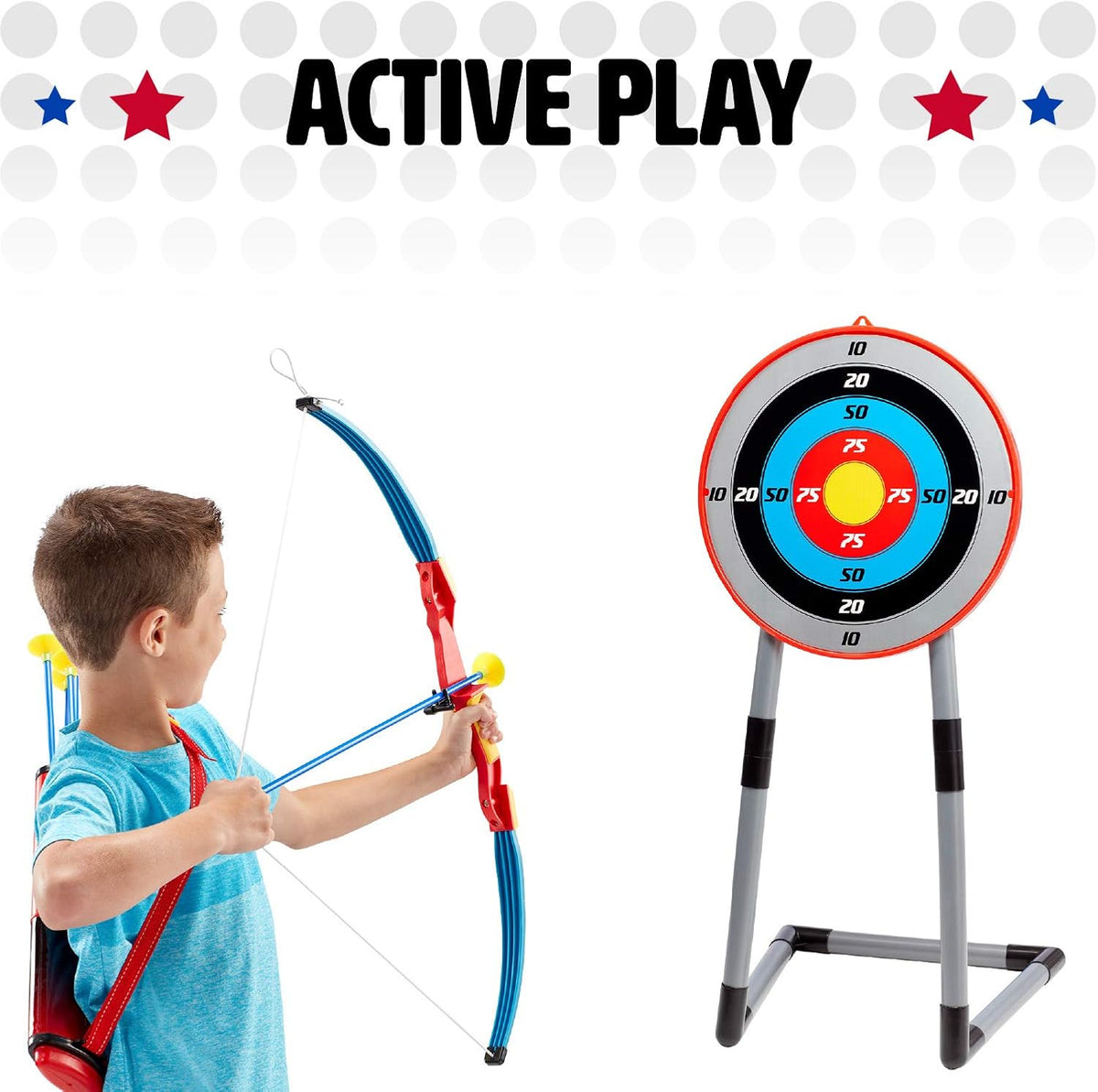 Deluxe Bow & Arrow Set for Kids, Freestanding Target, Suction Cup Arrows & Quiver