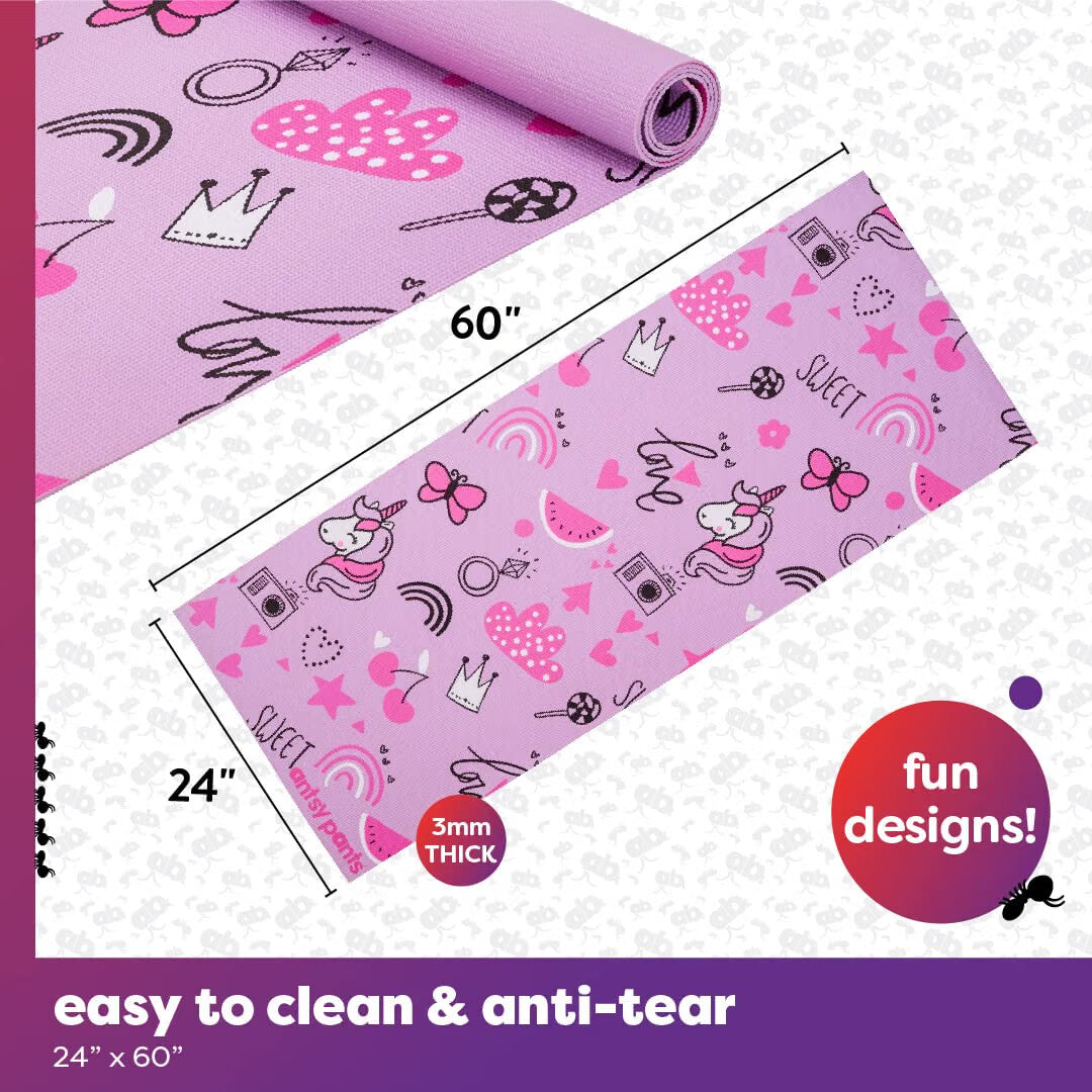 Antsy Pants Kids Yoga Mat, Non-Slip, 60" x 24", 3mm