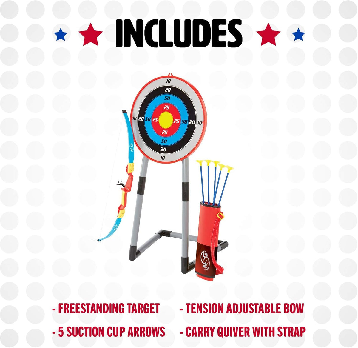 Deluxe Bow & Arrow Set for Kids, Freestanding Target, Suction Cup Arrows & Quiver
