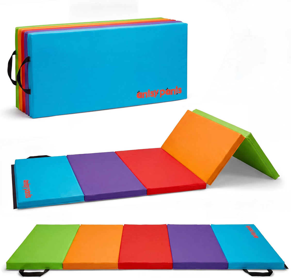 Antsy Pants Tumbling Mat for Kids, Foldable Padded Gymnastics Mat