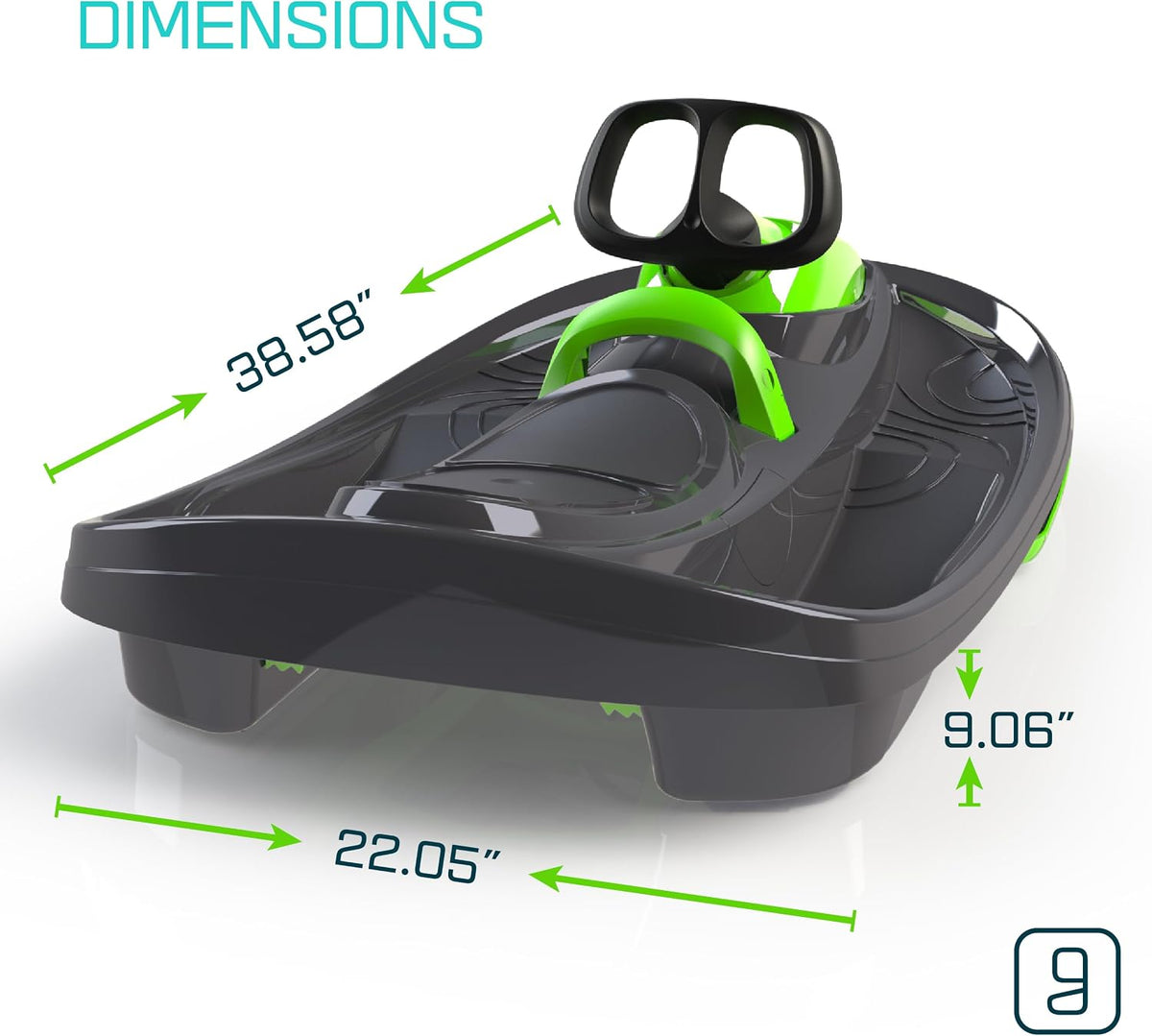 Gizmo Riders Snow Sled for Kids & Adults, Steering Wheel, Anti-Slip Seat, Brake, 260lb