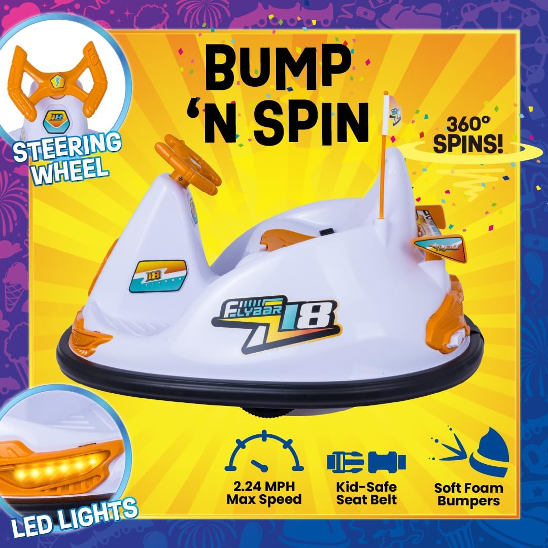 FunPark 12V Bumper Car for Kids, White