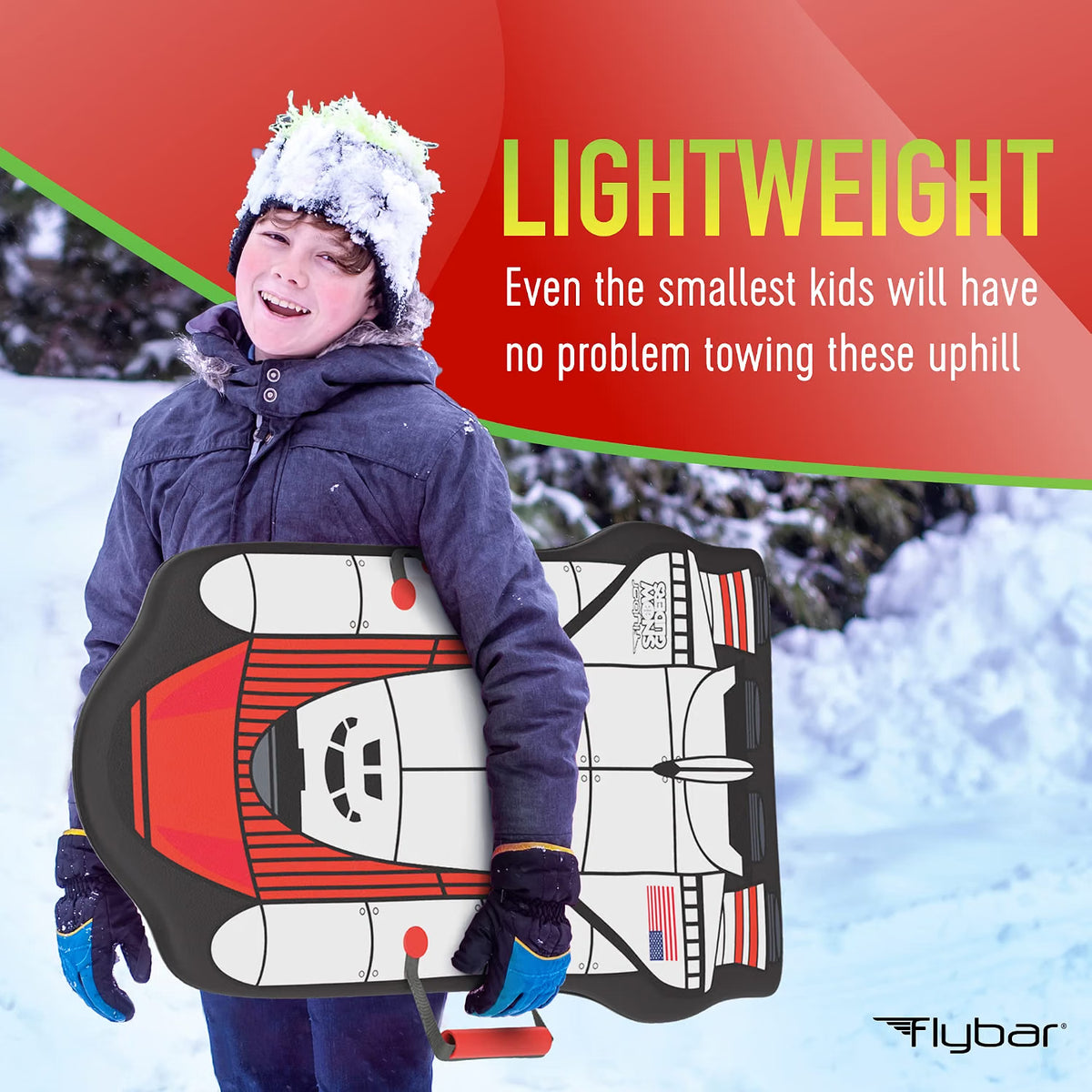 Flybar Kids 36” Foam Snow Sled with Slick Bottom & PE Core Build, Holds Up To 110 Lbs