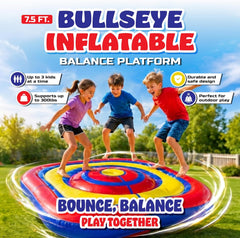 Playland 7.5 FT Inflatable Balance Platform for Kids – Bullseye Wobble Bounce Pad