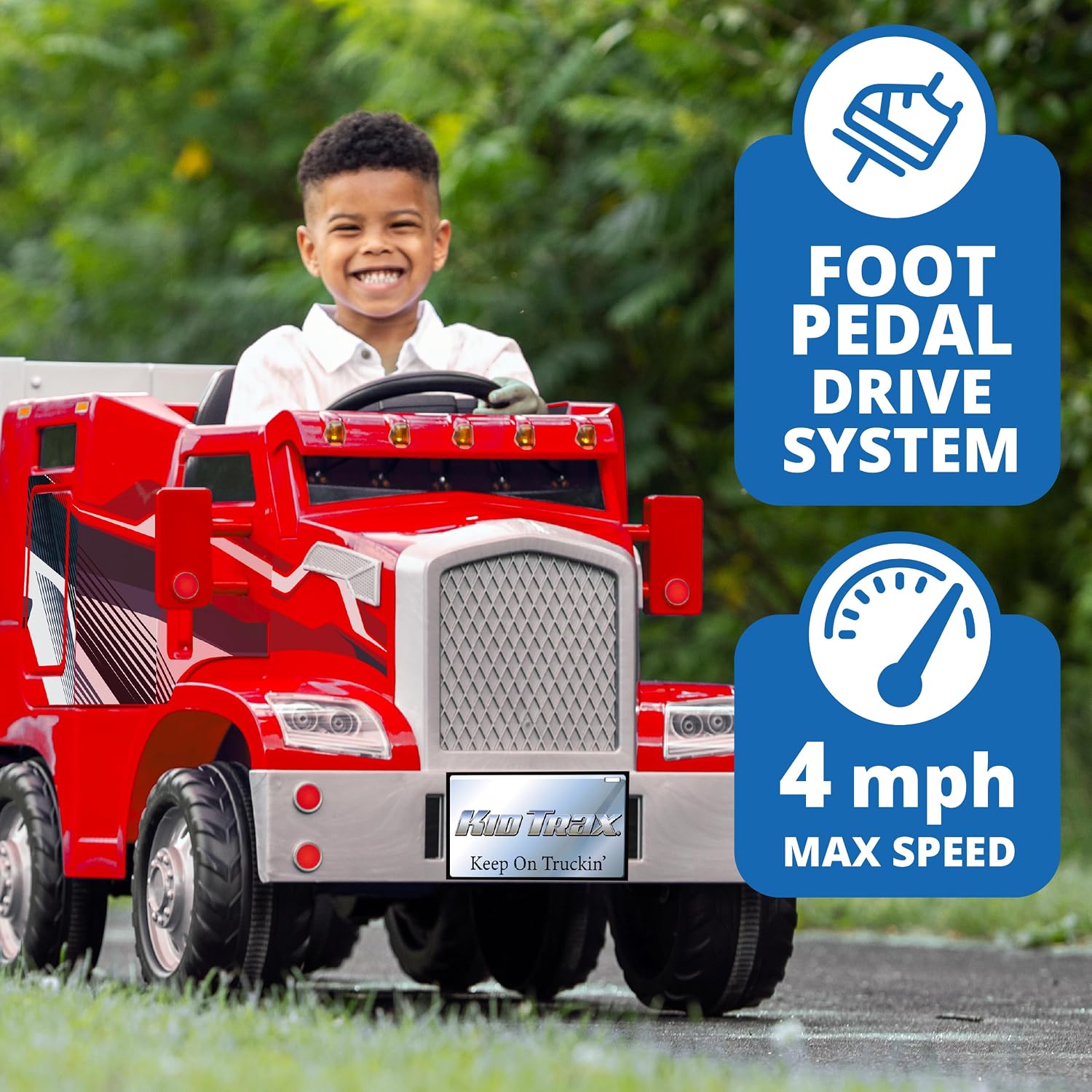 Kid Trax 12V Semi Truck Ride On Toys w/Detachable Cargo Trailer