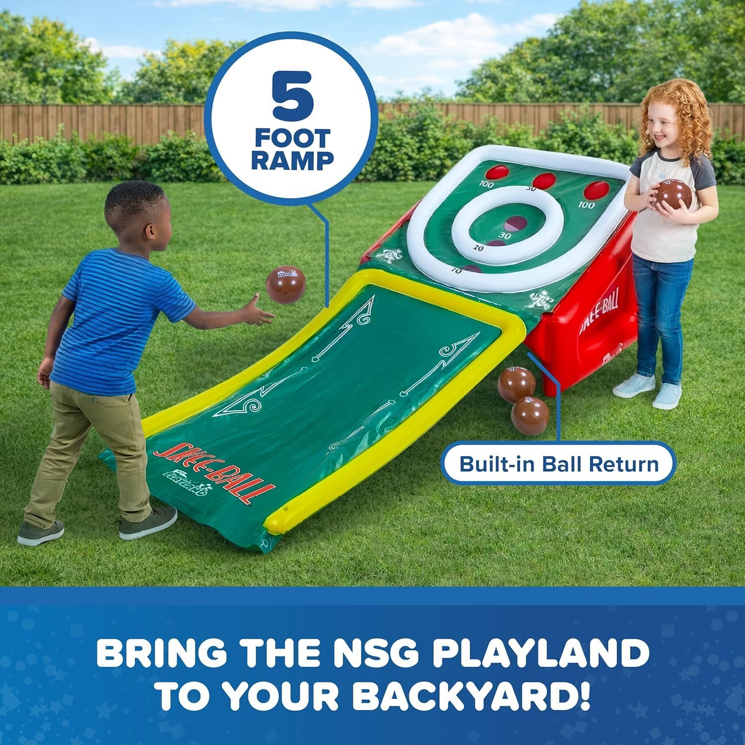 NSG Playland Inflatable Skee Ball Game for Kids & Family, 5FT