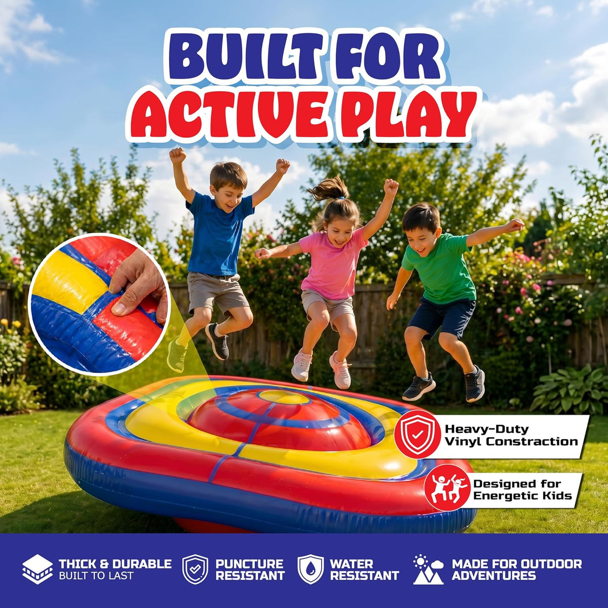 Playland 7.5 FT Inflatable Balance Platform for Kids – Bullseye Wobble Bounce Pad