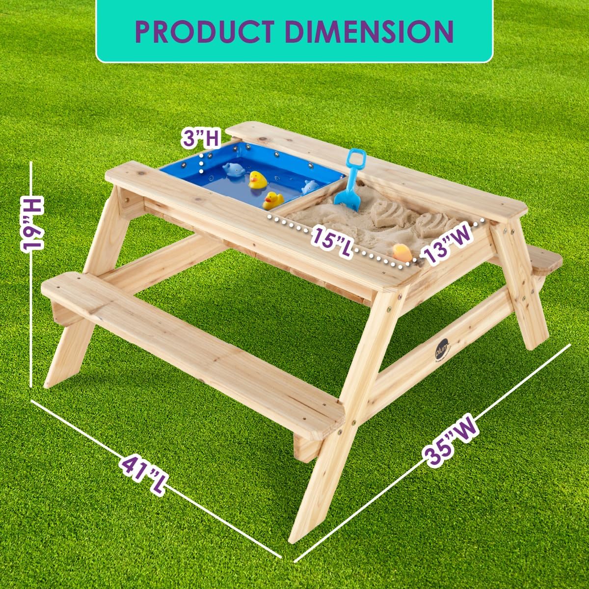 Plum® Surfside Wooden Sand and Water Picnic Table - Natural