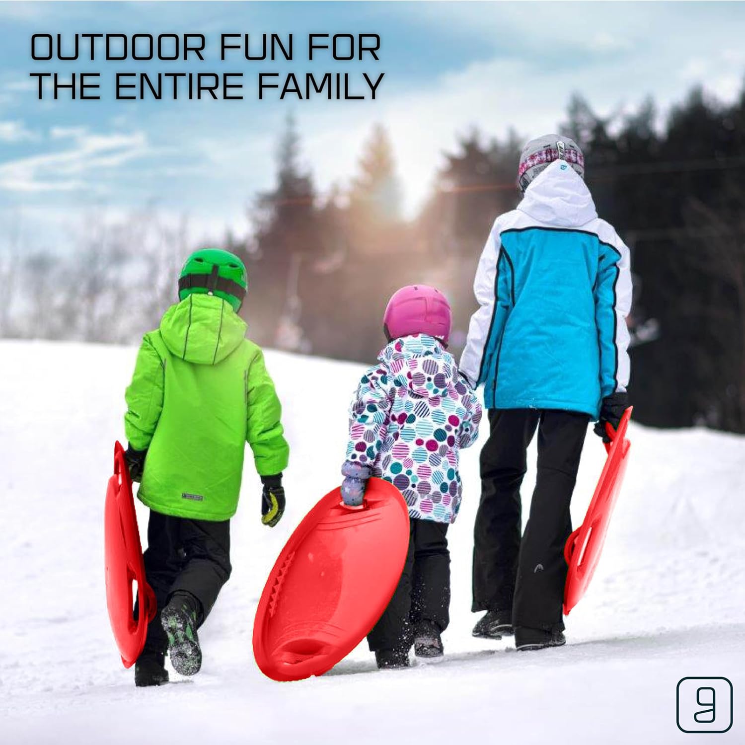 Gizmo Riders Supernova - Sleds for Kids, New Age Disc Sled with Integrated Lean Back Brake with Raised Safety Handles for Maximum Steering Control, Snow Sled, Holds 200lbs, Ages 3+