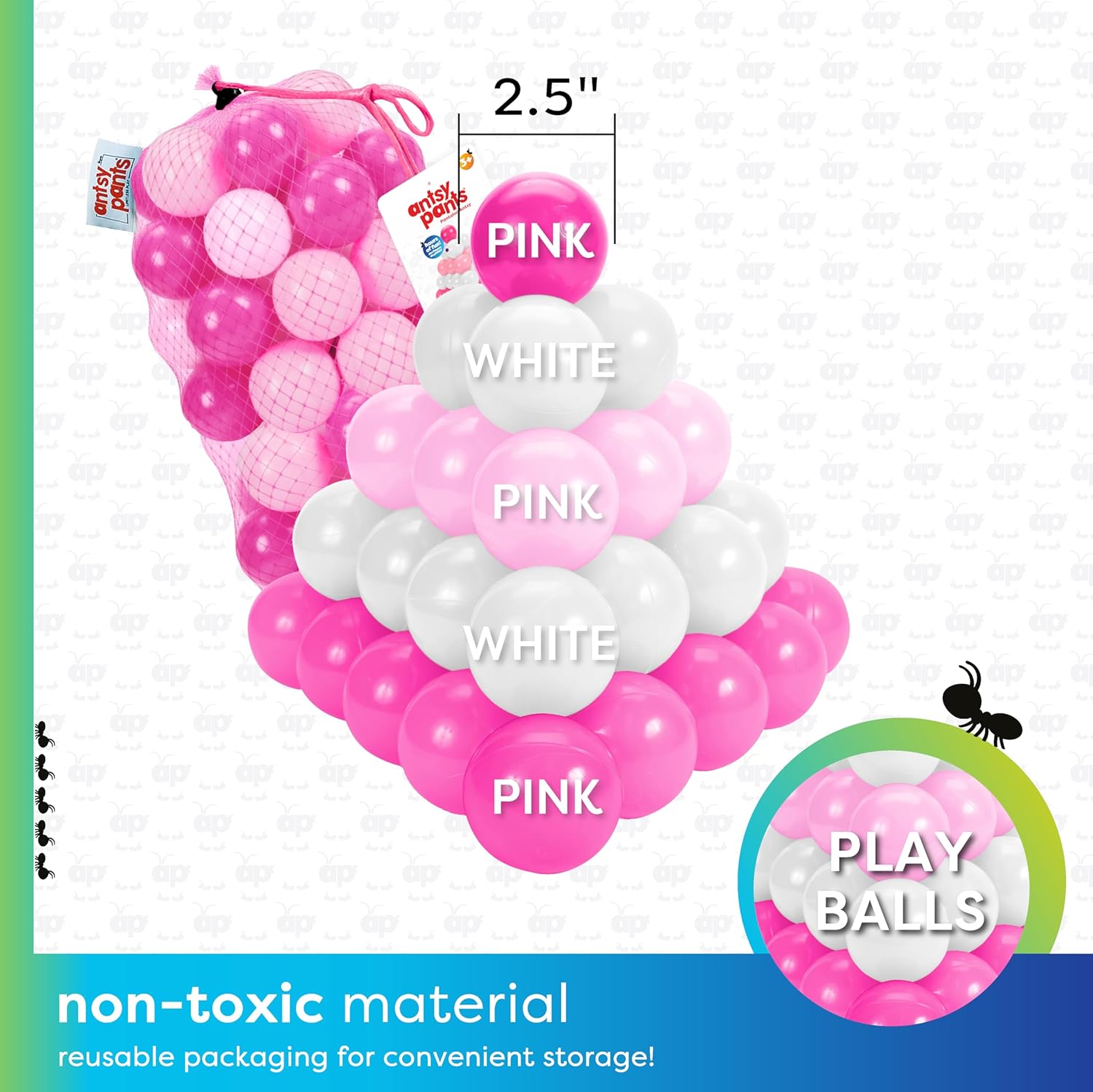 Antsy Pants 100 Ball Pit Balls, Non-Toxic Ball Pit for Toddlers 1-3