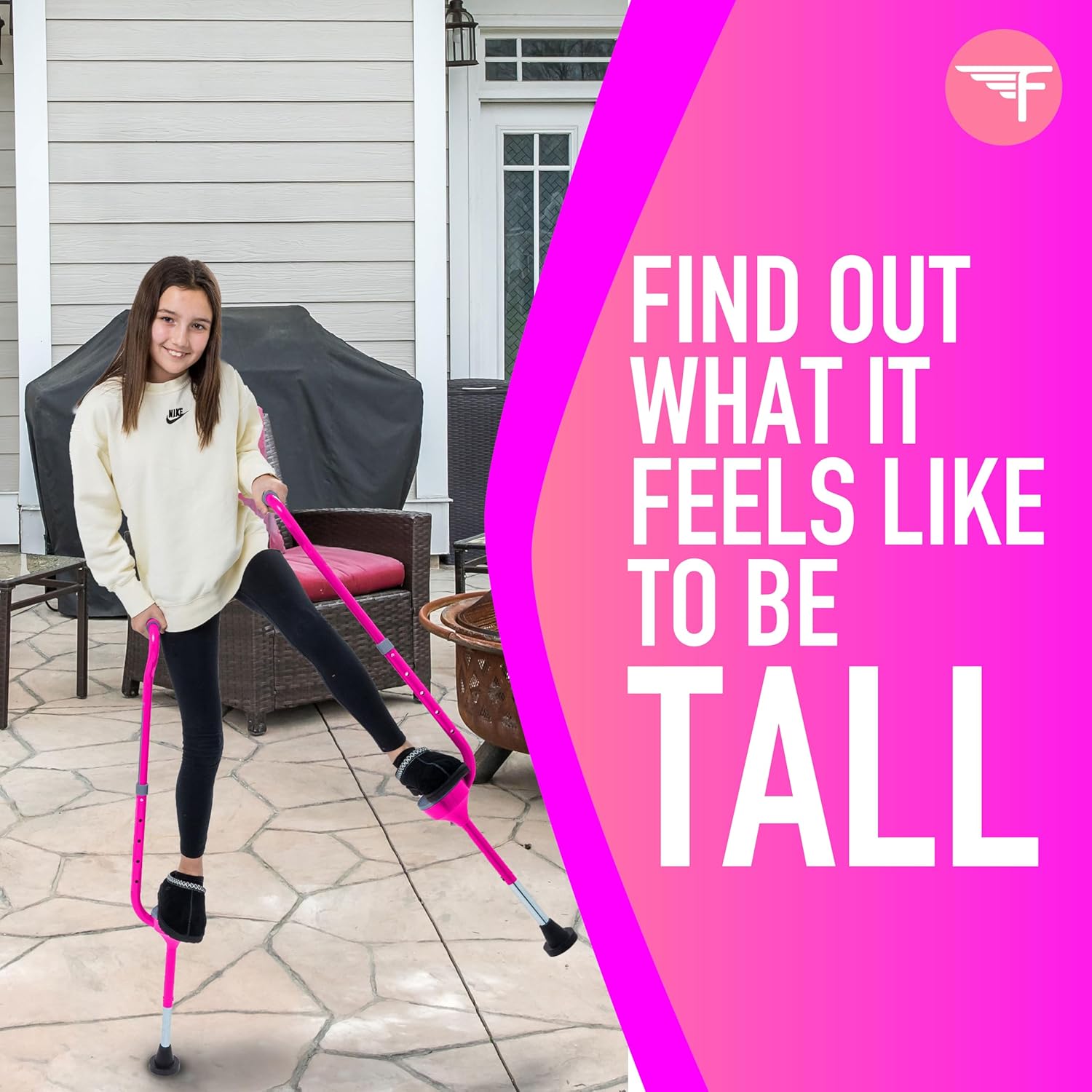Flybar Maverick Walking Stilts for Kids - 5 Adjustable Height’s, Sturdy, Easy Assembly, Wide Non-Slip Rubber Bottom Tip, Foam Grips, Outdoor Toys for Kids 5+, 190 lbs