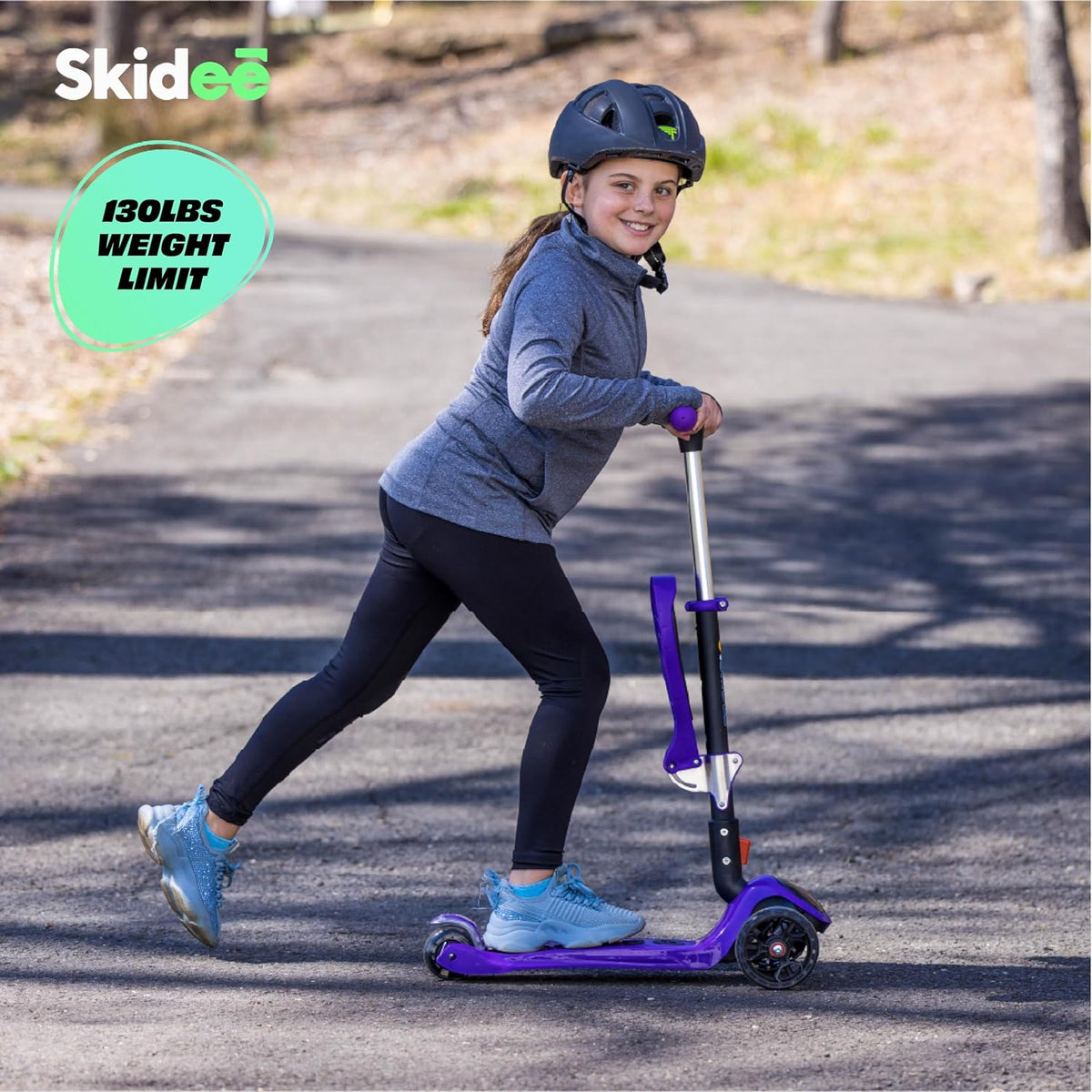 SKIDEE Kids 3-Wheel Scooter, Foldable, Adjustable, LED Light Wheels