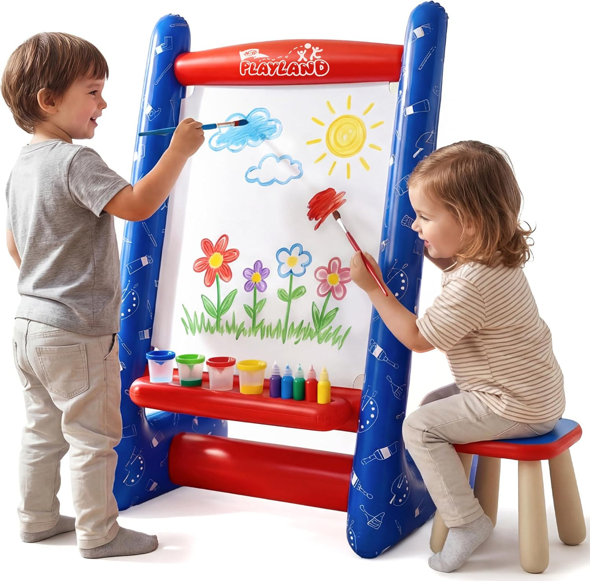 Inflatable Art Easel for Kids Ages 3+, Washable Paint Set