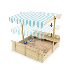Plum Wooden Large Sandbox with Cover - Outdoor Octagon Sand Box for Kids, Toddler Sensory Toys