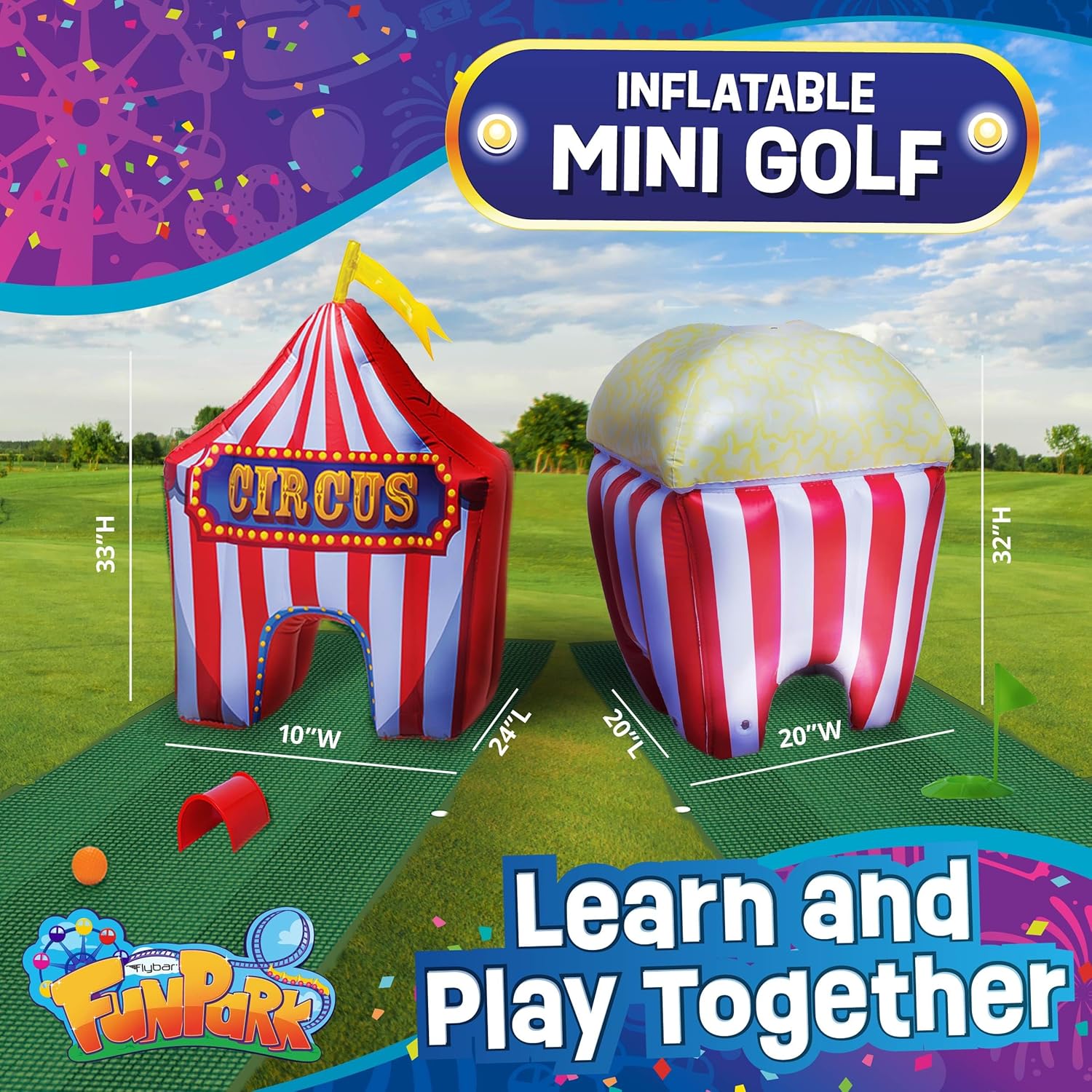 FunPark Inflatable Toddler Mini Golf Set, 13 Pieces