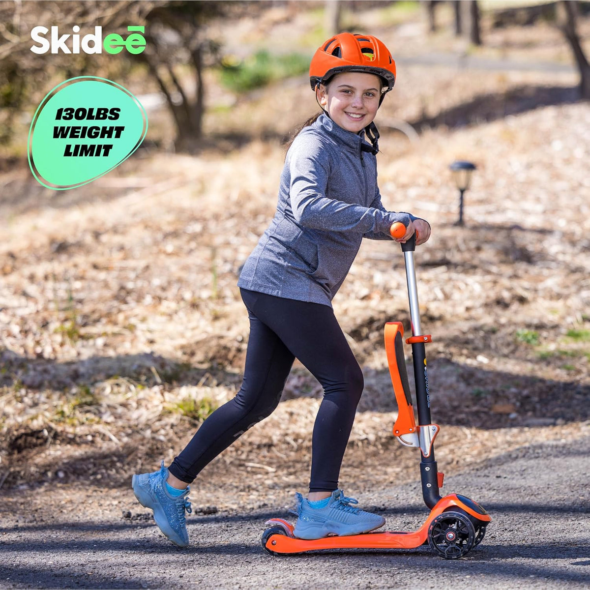 SKIDEE Kids 3-Wheel Scooter, Foldable, Adjustable, LED Light Wheels
