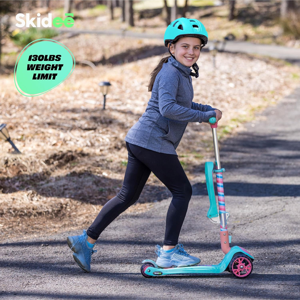 SKIDEE Kids 3-Wheel Scooter, Foldable, Adjustable, LED Light Wheels