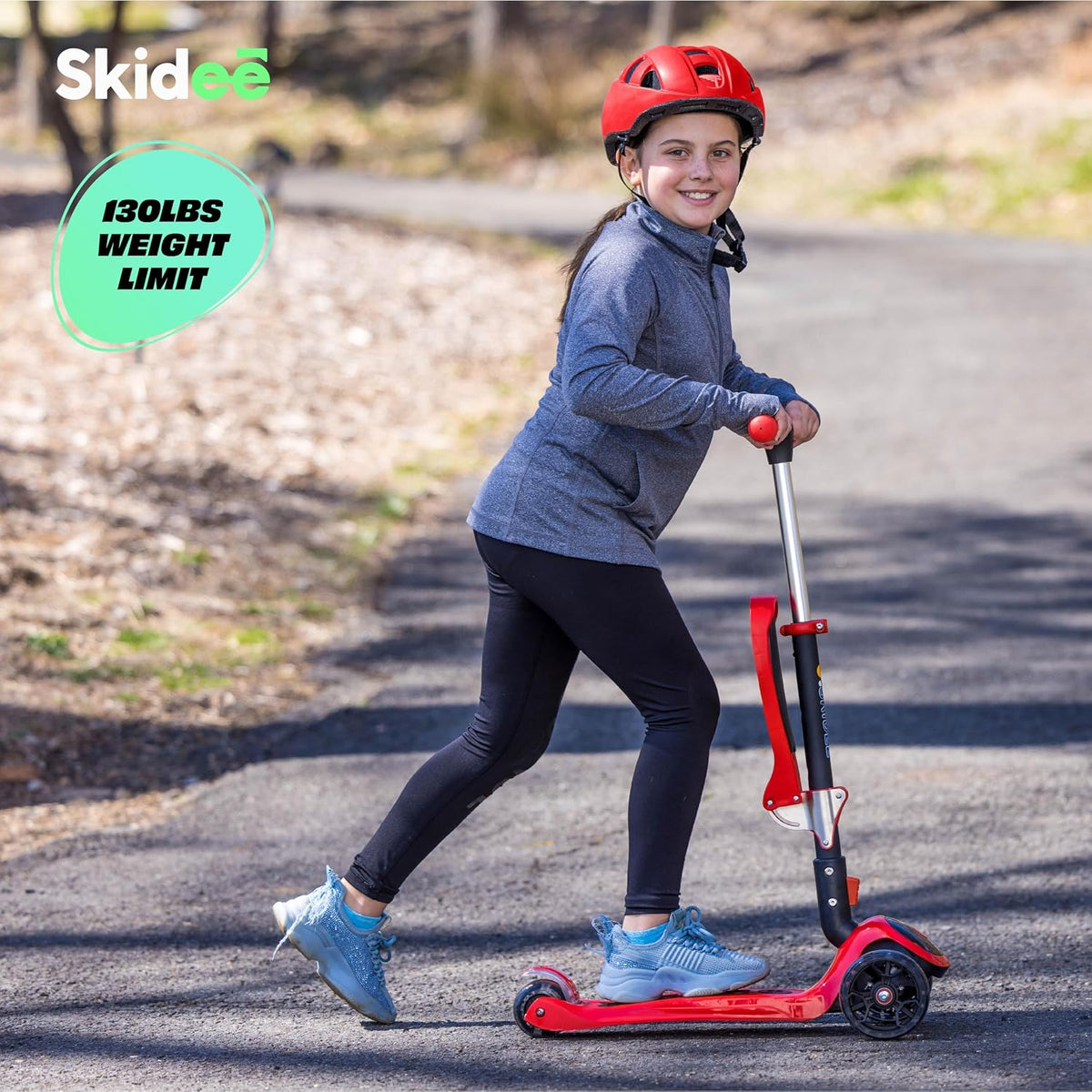 SKIDEE Kids 3-Wheel Scooter, Foldable, Adjustable, LED Light Wheels