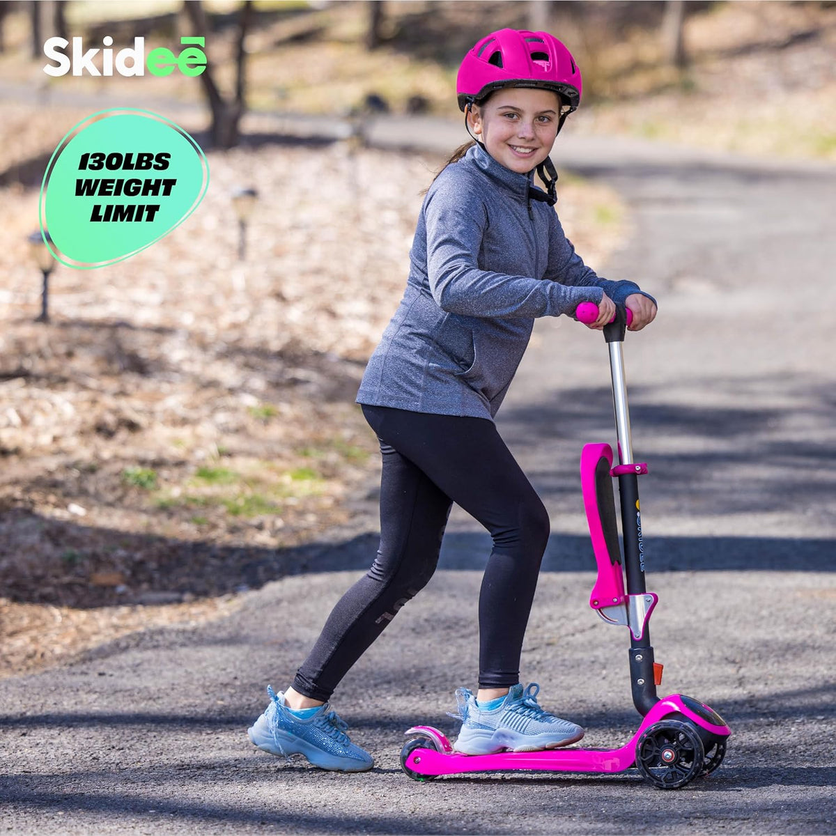 SKIDEE Kids 3-Wheel Scooter, Foldable, Adjustable, LED Light Wheels