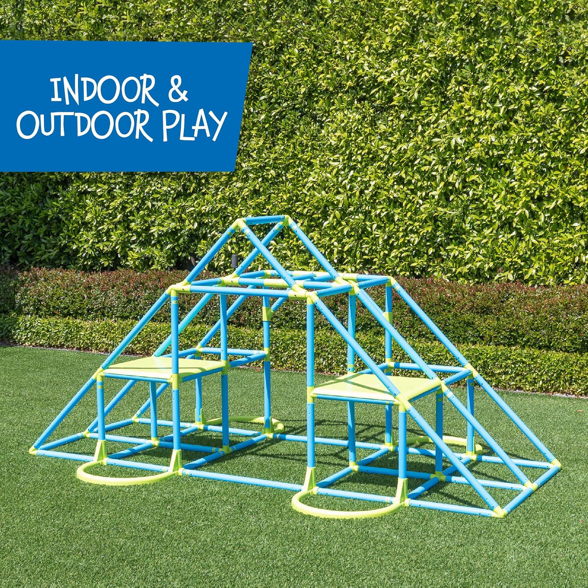 Mega Pyramid Monkey Bars Climbing Tower, Ages 3-8, Blue/Green