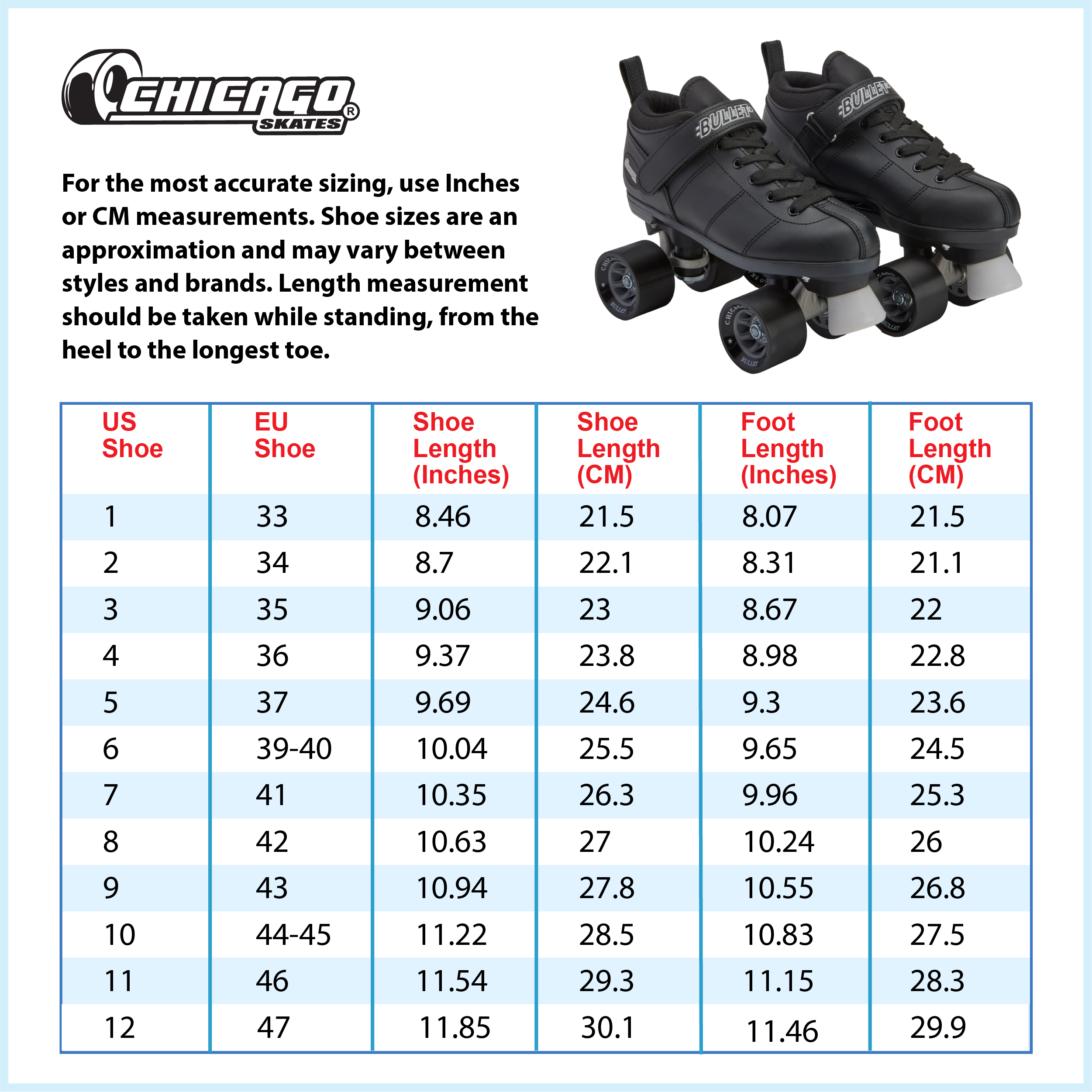 Chicago Skates Bullet Speed Roller Skates