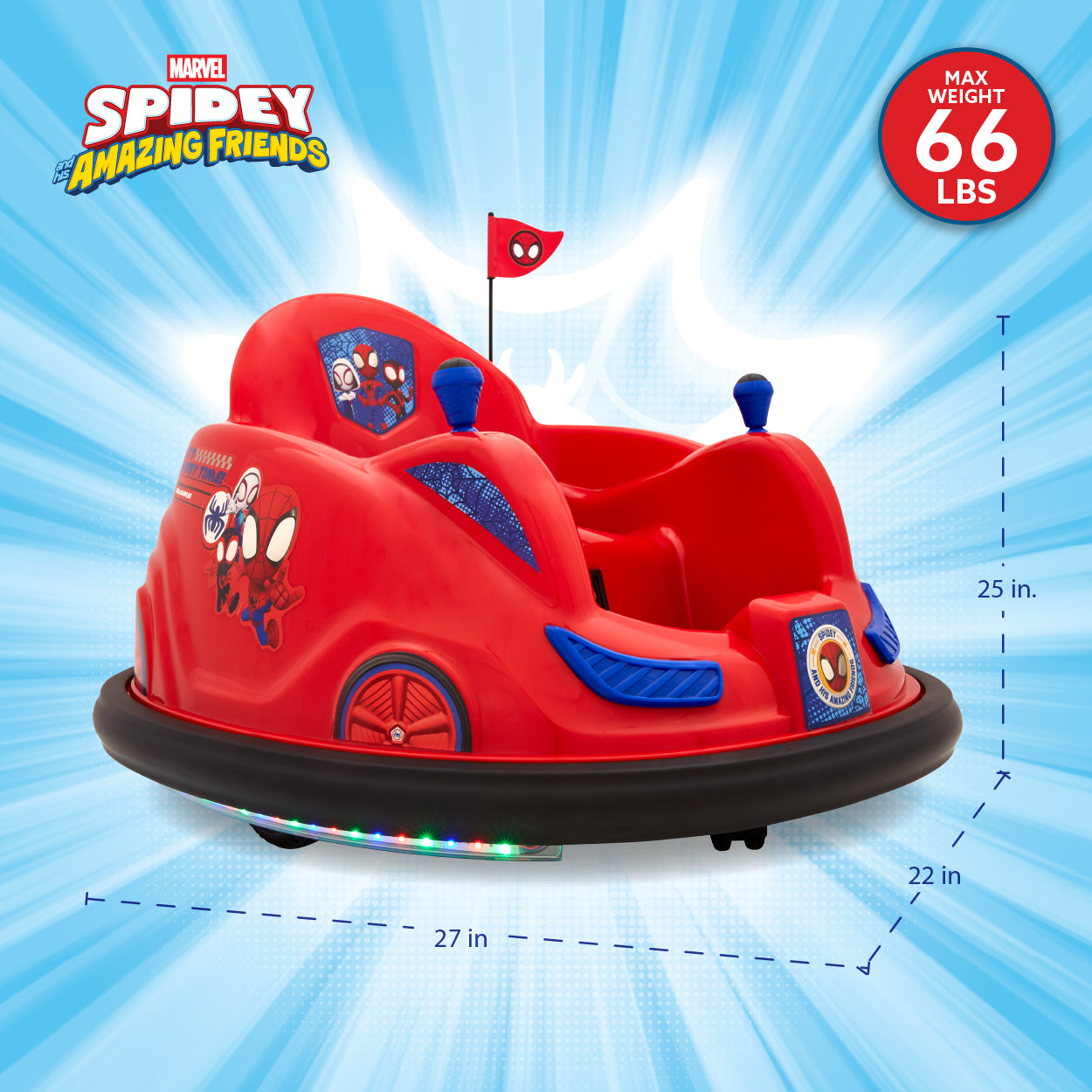 Flybar 6V Marvel Spidey Bumper Car Ride On Toy