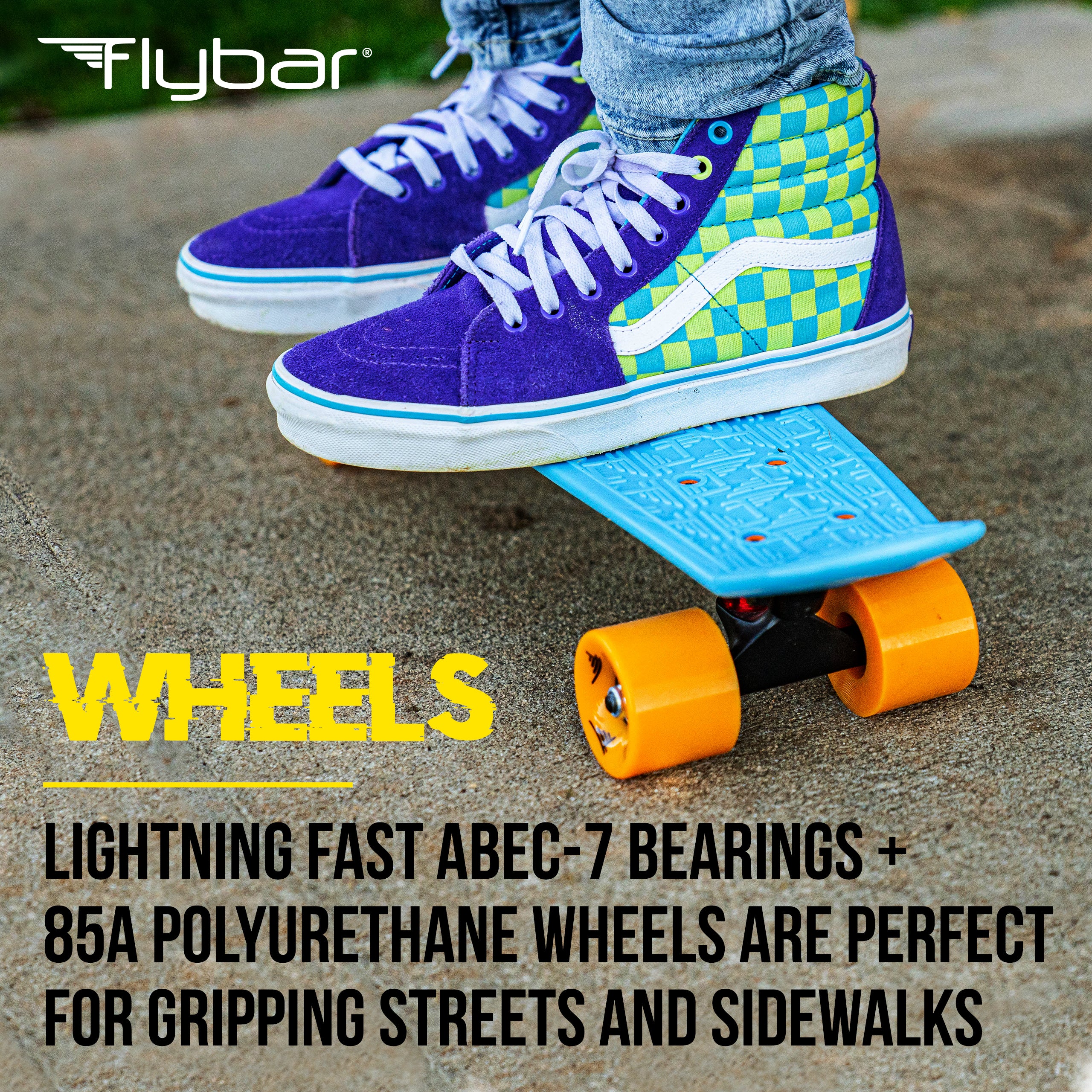 Flybar 22 Inch Kids Skateboard – Mini Cruiser Skateboards for Kids Ages 6-12, Outdoor Toys, Lightweight, Durable, Non-Slip Deck, ABEC-7 Bearings, Holds up to 175 lbs