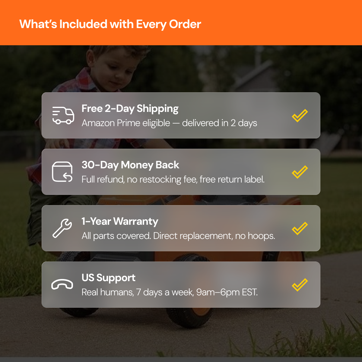 Kid Trax 6V Mow & Go Lawn Mower Orange - Test