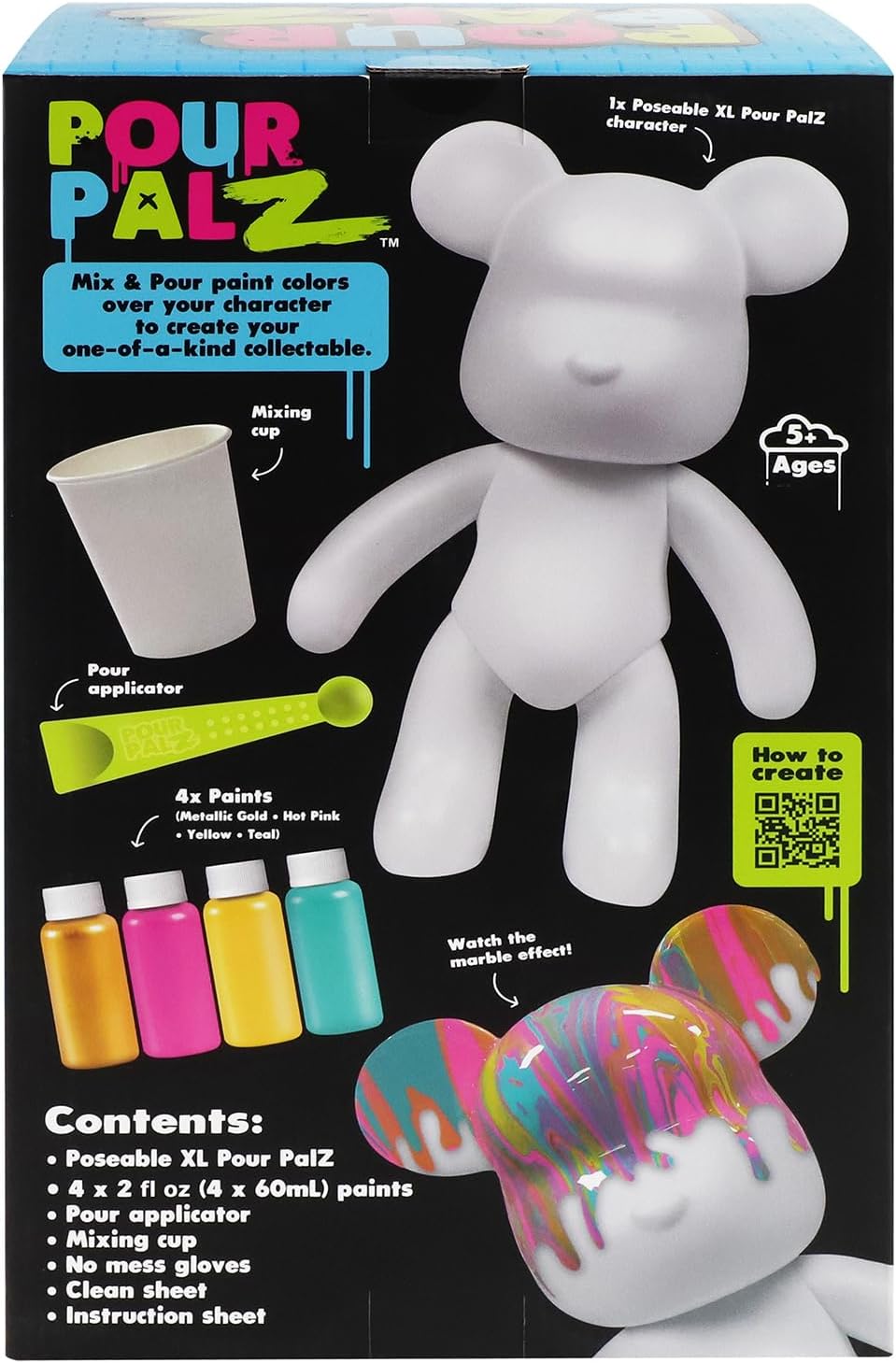 Pour Palz DIY Paint Pouring Kit - 1 XL Bear Figurine - Create Unique Marbled Art