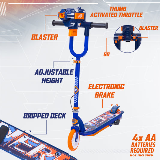 Flybar NERF Electric Scooter for Kids with Blaster Fires Up to 60 Feet