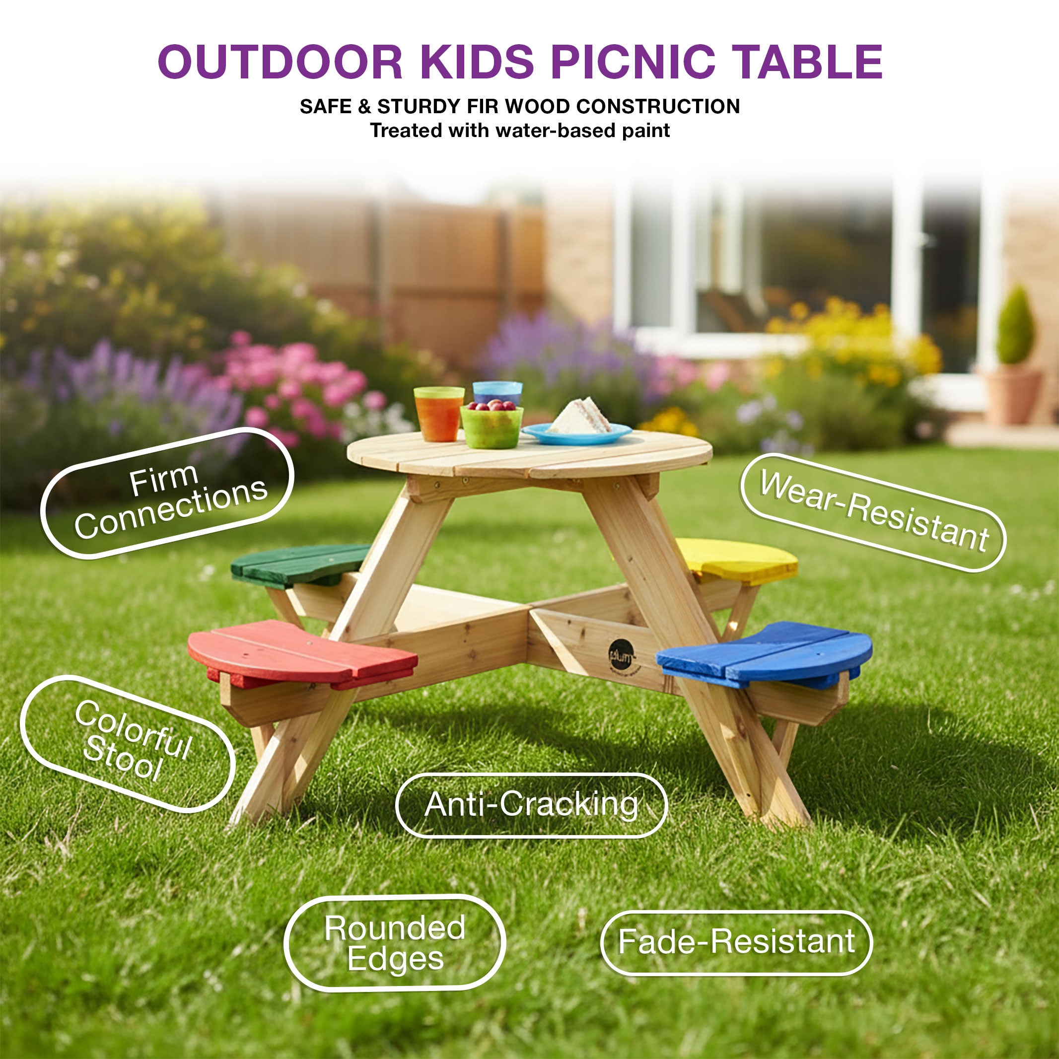 Plum® Circular Picnic Table with Coloured Seats