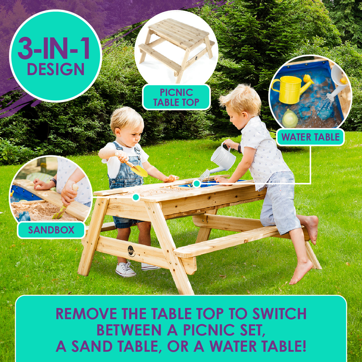 Plum® Surfside Wooden Sand and Water Picnic Table - Natural